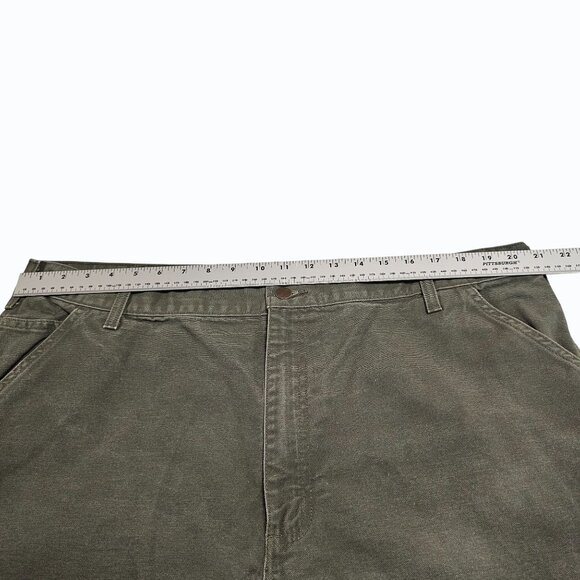 Vtg Carhartt Pants Mens 42x31.5 Olive Green B11 Duck Carpenter Work USA 90s - Picture 10 of 16
